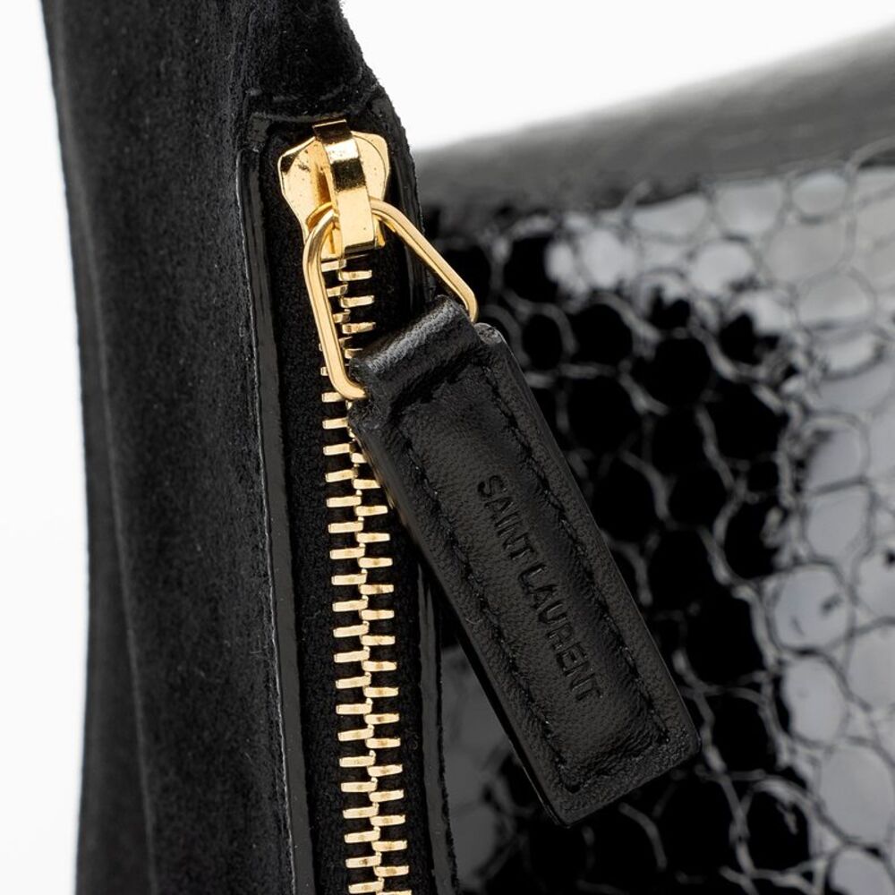 Saint Laurent Patent Croc Embossed Leather Suzanne Medium Hobo - Picture 10 of 14